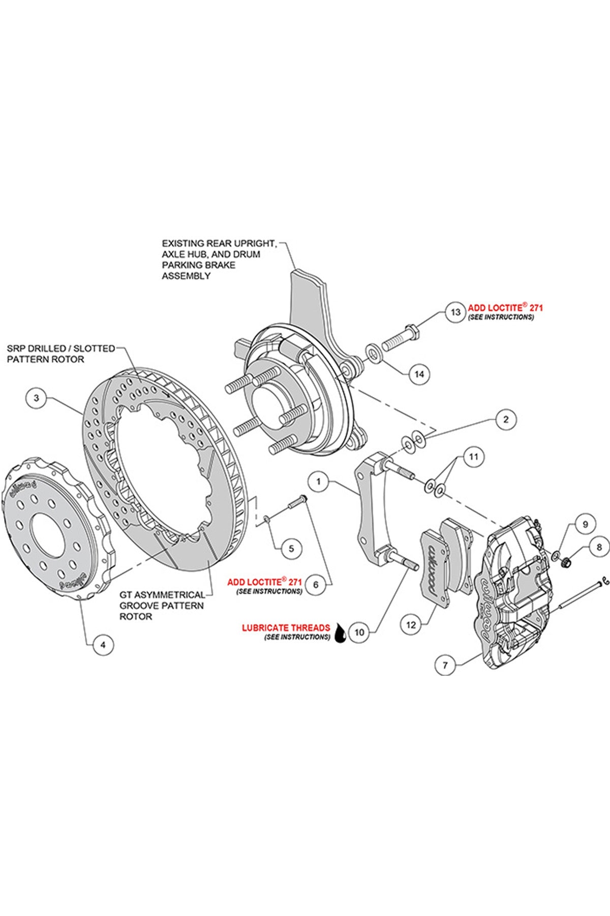 Wilwood AERO4 Big Brake Rear Parking Brake Kit for C6 Corvette Hub / DSE / Miller Built