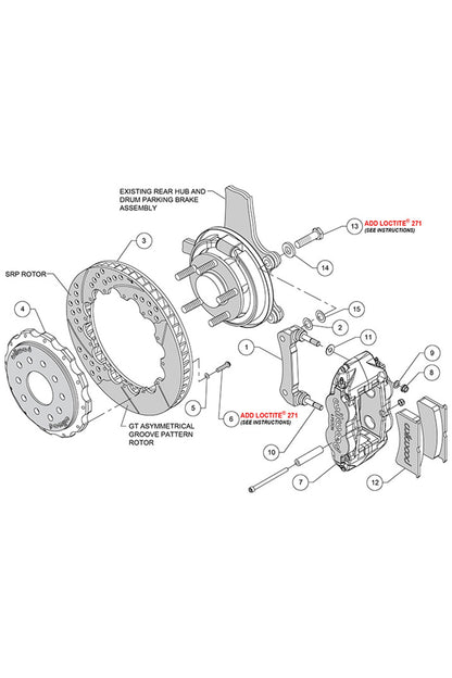 Wilwood Forged Narrow Superlite 4R Big Rear Brake Kit with Parking Brake for C6 Corvette Hub / DSE / Miller Built