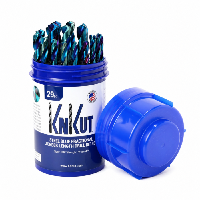 KnKut 29 Piece Drill Buddy Steel Blue Jobber Length Drill Bit Set 1/16" - 1/2" by 64ths