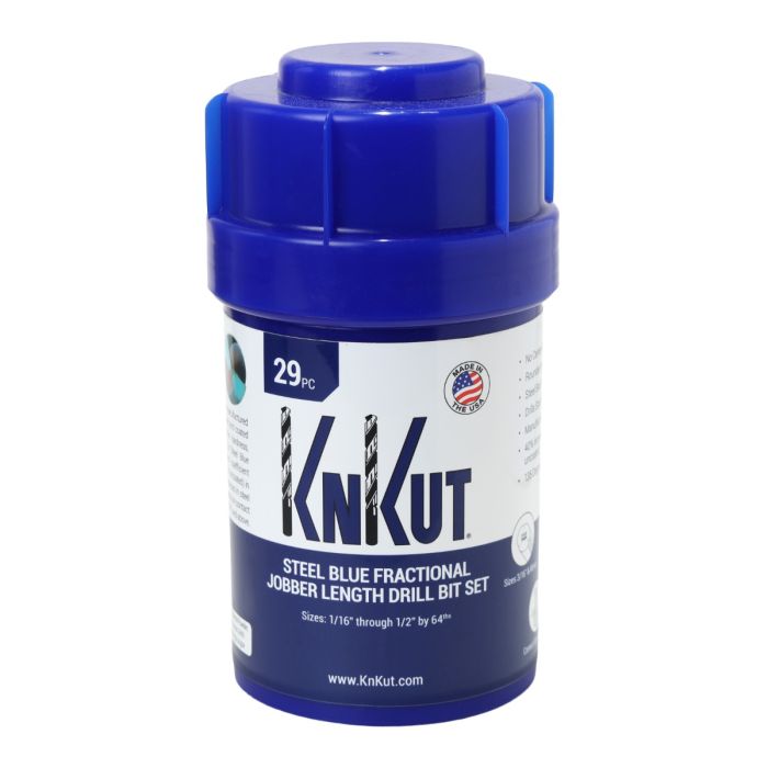 KnKut 29 Piece Drill Buddy Steel Blue Jobber Length Drill Bit Set 1/16" - 1/2" by 64ths - Image 2