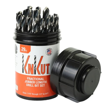 KnKut 29 Piece Drill Buddy Jobber Length Drill Bit Set 1/16"-1/2" by 64ths - Thumbnail 1