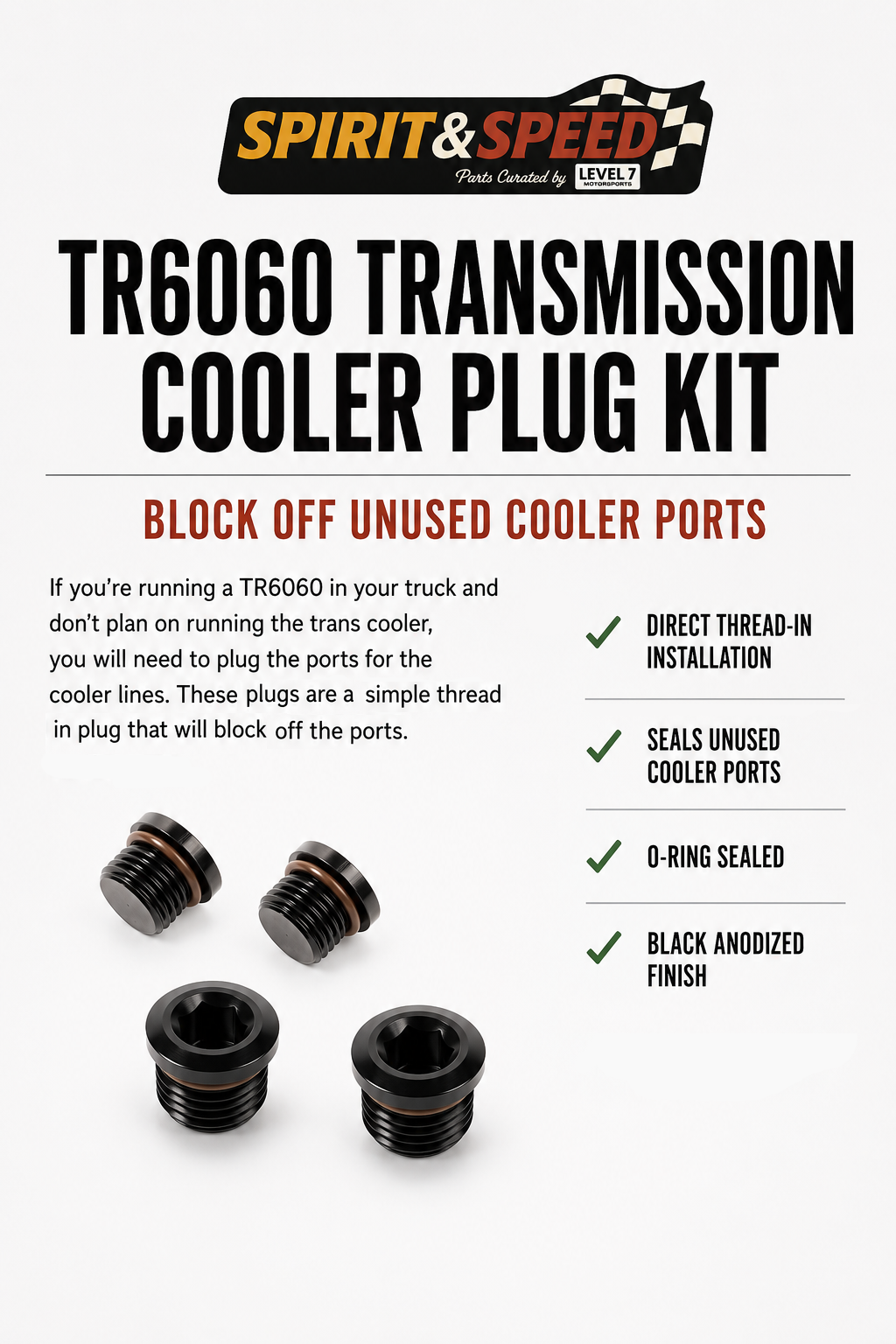 TR6060 Transmission Cooler Plug Kit
